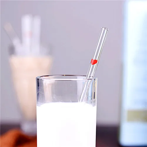 1 шт сердце напечатано из особо тонкого гнутого стекла питьевой соломинки Pipet