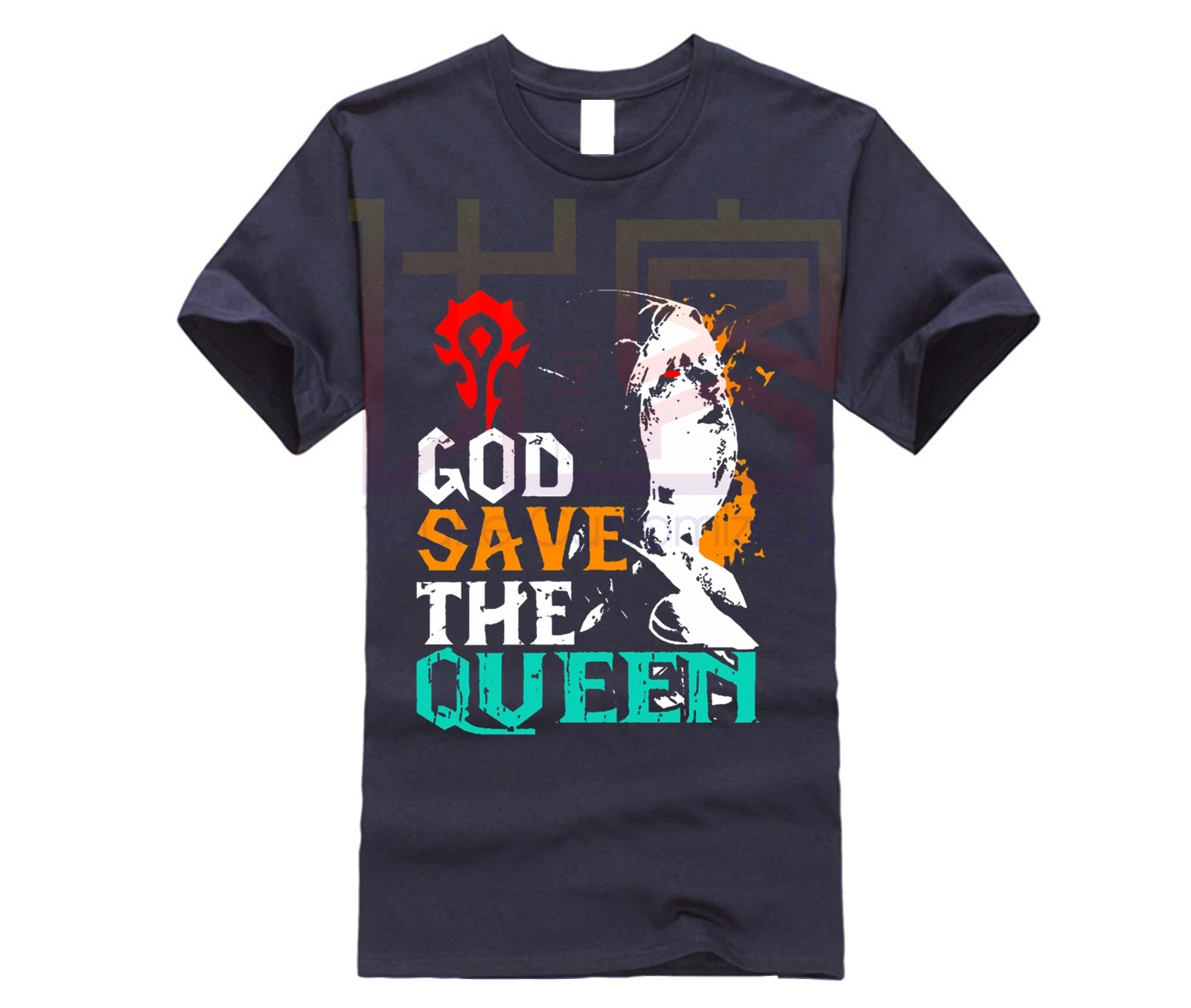 2019 Топ дизайнерская футболка черная брендовая с принтом World Of Warcraft God Save The Queen