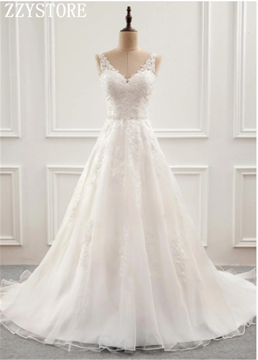 

A-line Organza And Tulle Appliques Empire Custom-made Wedding Dress Vestidos De Noivas Real Photos Vestidos De Novia 2019