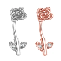 1 pcs sexy piercing navel nail body jewelry crystal rose leaf navel piercing navel bar cute belly ring body puncture umbilical