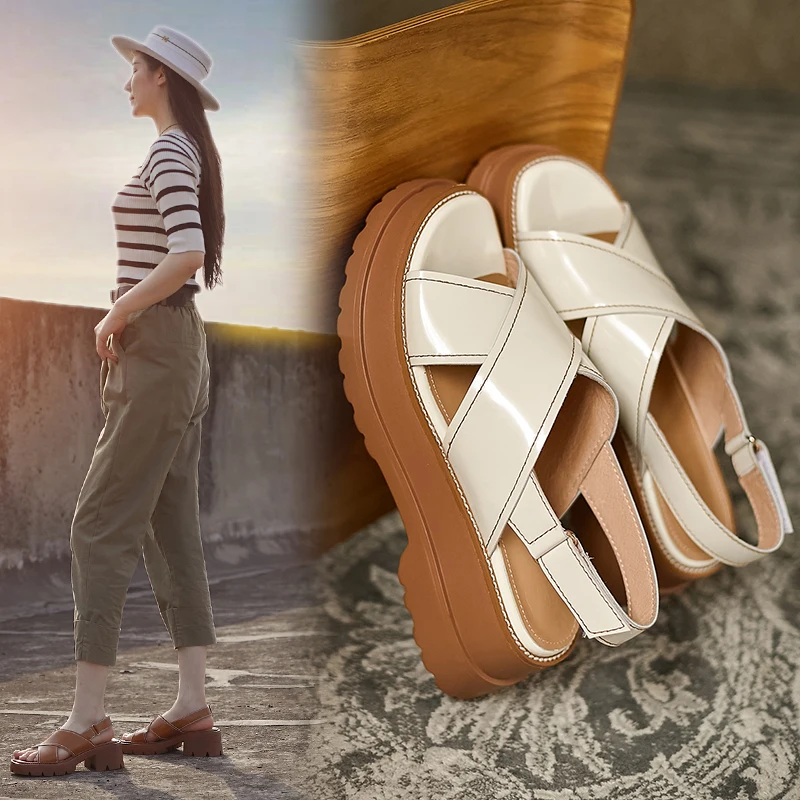 

Лидер продаж; Женские босоножки; Летние туфли из натуральной кожи размера плюс 22-26 см воловья кожа + сетка черно-белого цвета с пряжкой, все-м...