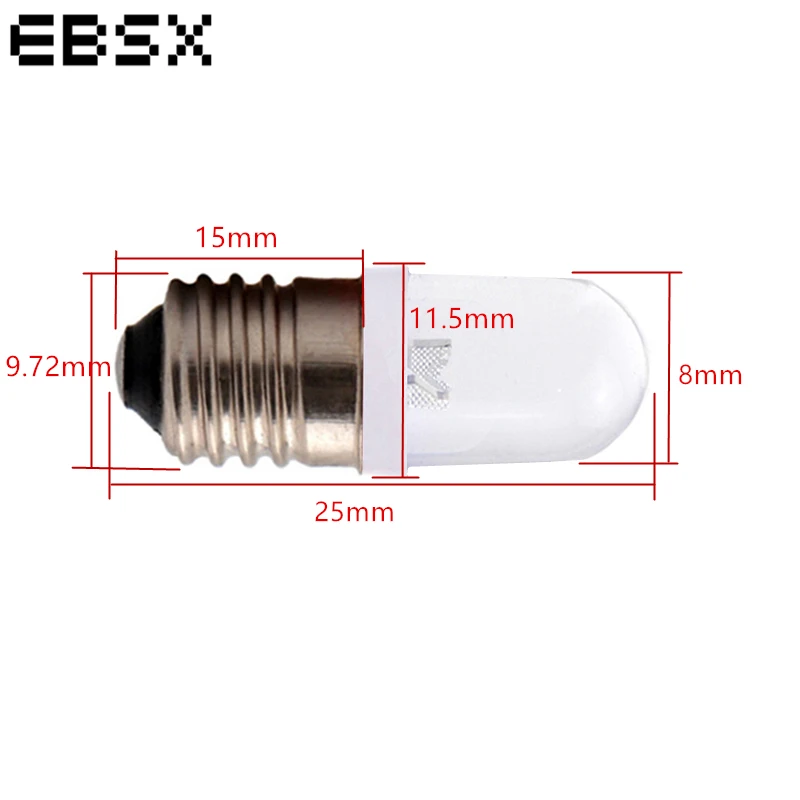 EBSX 100 шт. E10 винт 1 SMD F8 светодиодный светильник выпуклая линза белого и синего