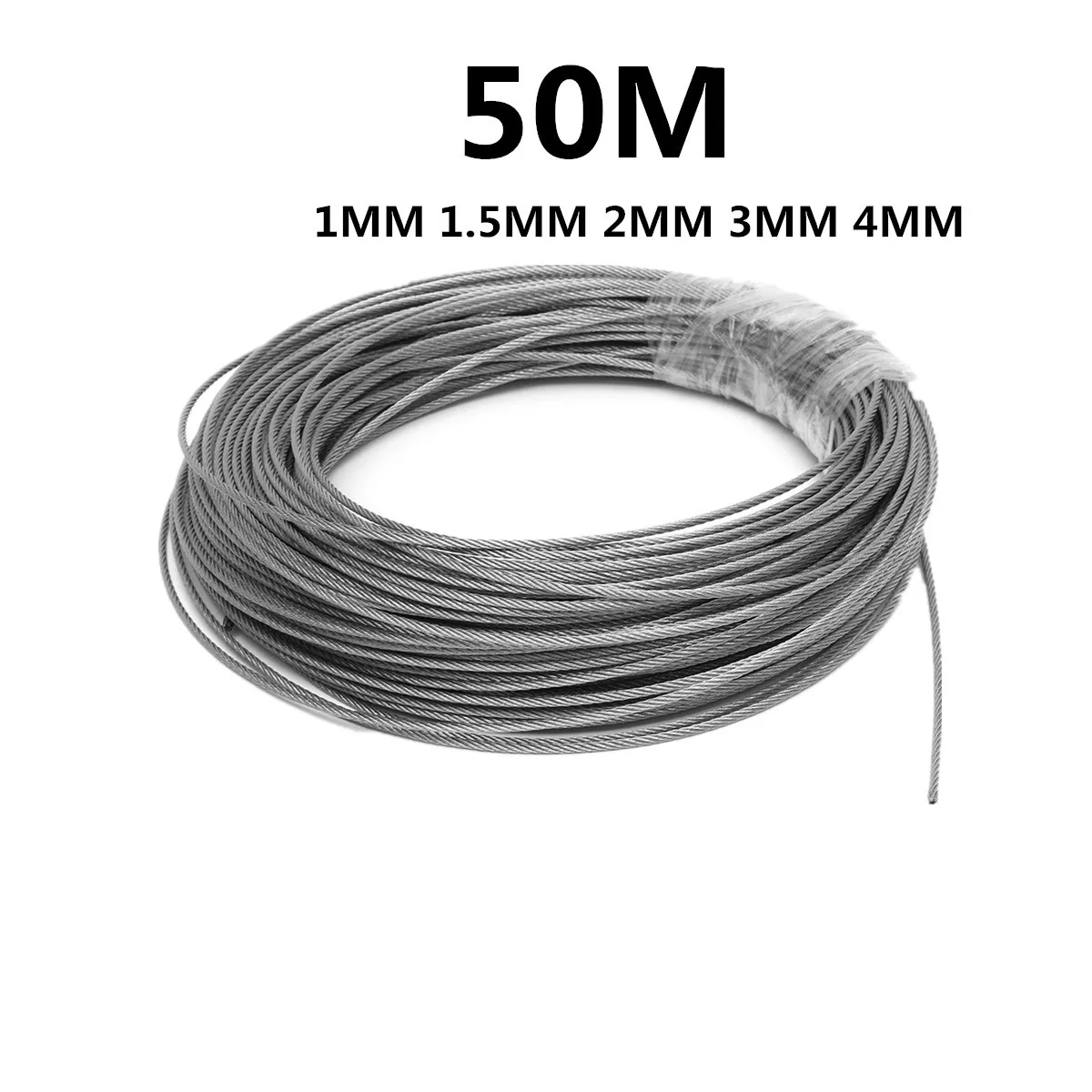 100 м, 50 м, 4 дюйма, нержавеющая сталь, диаметр 1 мм, 1,5 мм, 2 мм, стальная проволока, неизолированный подъемный кабель, Веревка для белья, нержавею... от AliExpress WW