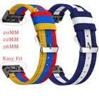 Ремешок для часов Garmin Fenix 6X 6 6S Pro 5X 5 5S Plus 3 3HR, нейлоновый, 262022 мм