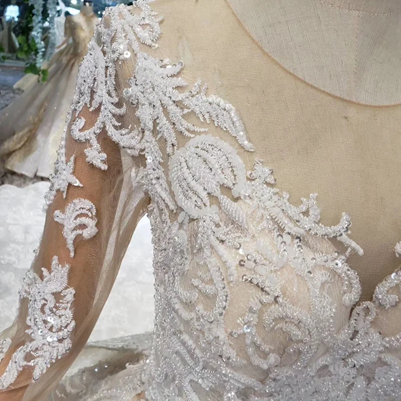 HTL372 роскошное популярное свадебное платье со съемным шлейфом и круглым вырезом