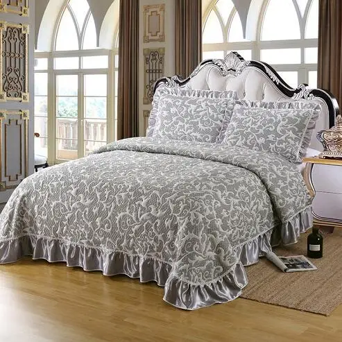 bedspread 10 Серебристо-серое покрывало, покрывало для кровати, королевский комплект постельного белья королевского размера, роскошный комплект постельного белья, наматрасник colchas para cama couverture de lit - Цвет: bedspread 10
