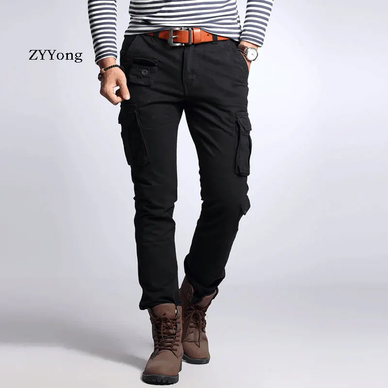 ZYYong Новые мужские модные военные брюки тонкие Regualr Прямые хлопковые разноцветные