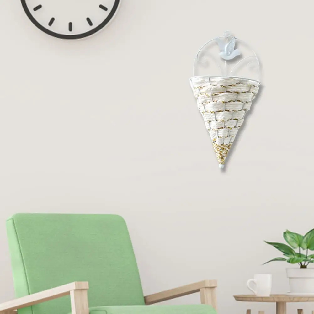 

Home Furnishing Natural Wicker Flower Basket Hanging Basket Rustic Natural Rattan Retro Flower Hanging Basket Decoration Wall-mo