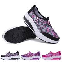 brand women thick sole sports shoes toning shoes breathable mesh platform shoes height increasing fitness shoes wedges sneakers