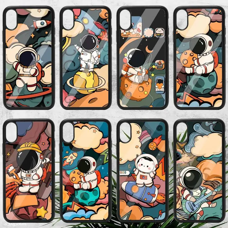 

Astronaut cartoon universe Planet Phone Case PC for iPhone 11 12 pro XS MAX 8 7 6 6S Plus X 5S SE 2020 XR