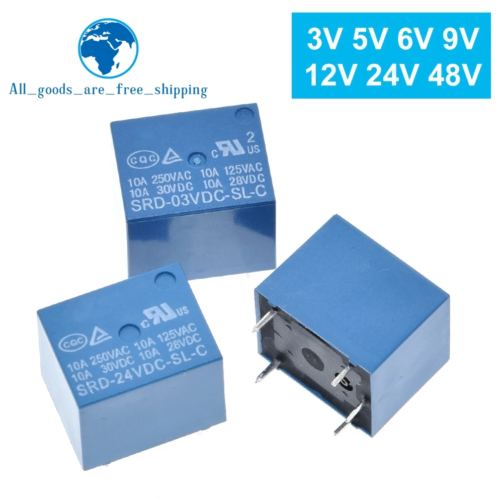 Реле общего назначения SRD 03VDC SL C 05VDC 06VDC 09VDC 12VDC 3V 5V 6V 9V 12V 24V 48V 10A 250VAC 5PIN|Реле| |