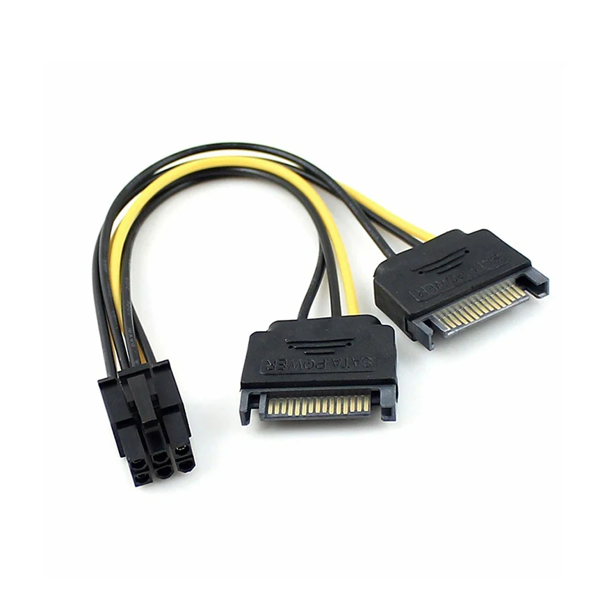 2x 15pin SATA питание 6pin PCIe PCI-e PCI Express Кабель-адаптер для видеокарты |
