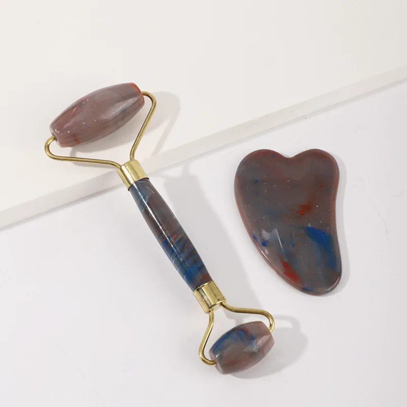 Скребок Для Массажа Гуаша натуральный нефрит розовый кварц камень для лица шеи