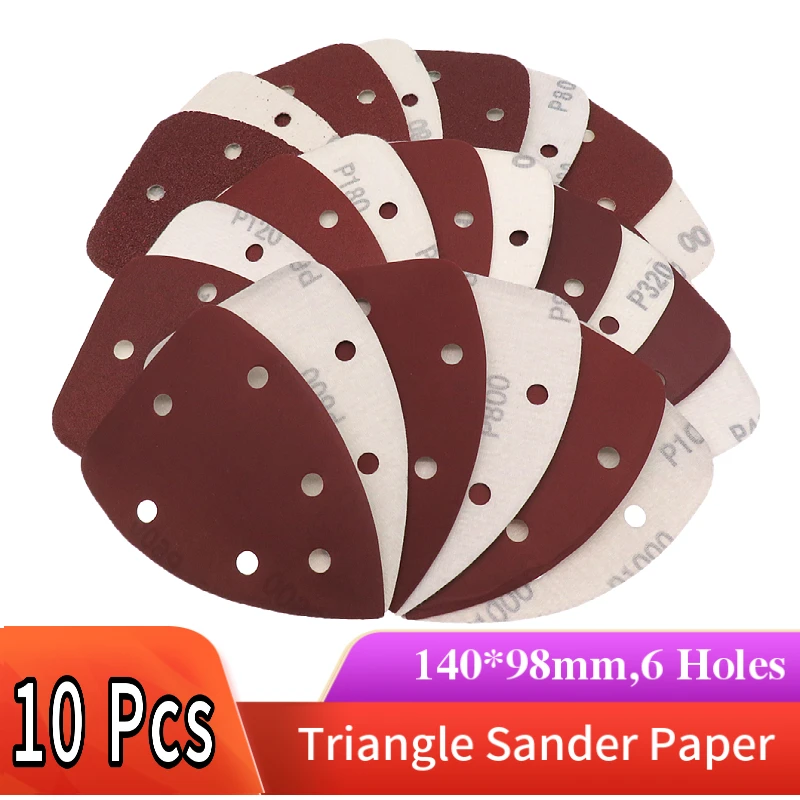 

10pcs 140*98 Self-adhesive Sandpaper Triangle Sander Paper Hook Loop Sanding Disc Abrasive Tools For Polishing Grit 40-1000#