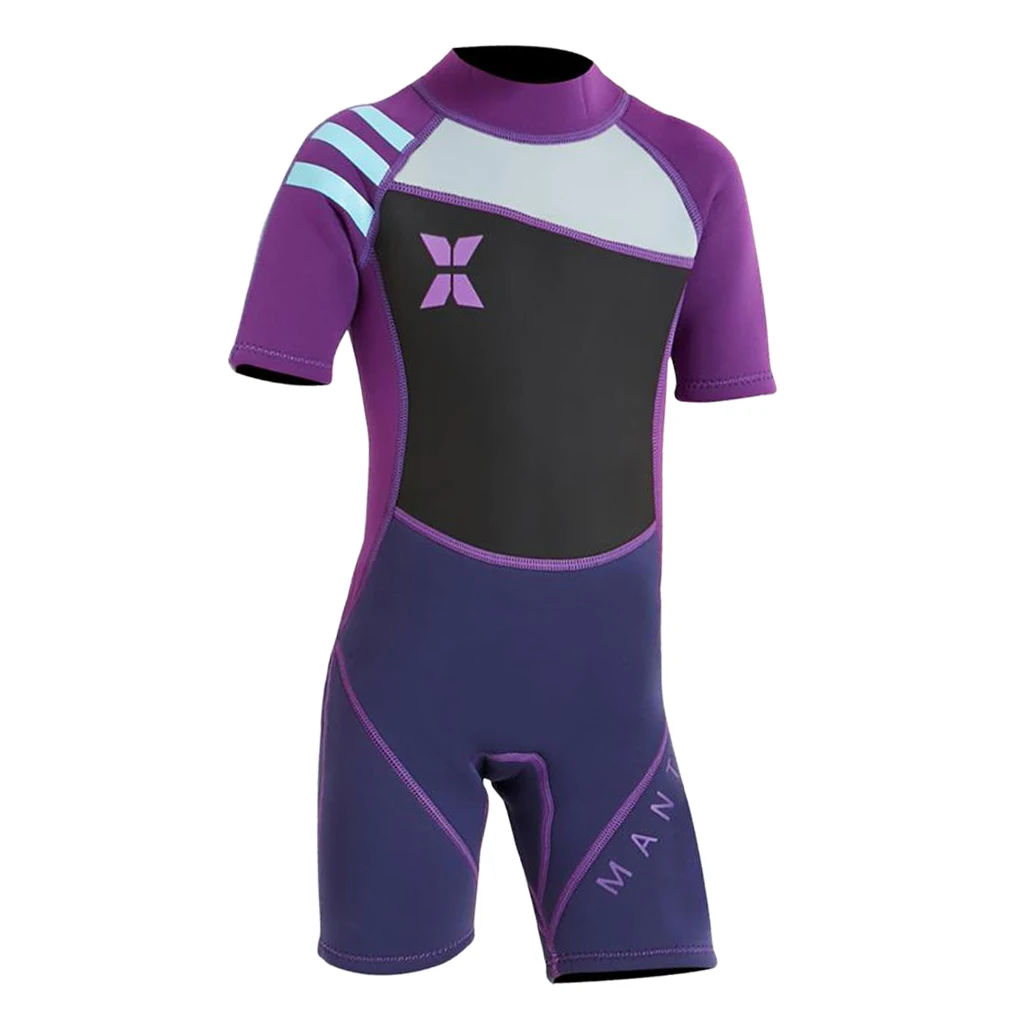 

Short Sleeve Wetsuit Girls Swimming Fullsuit Baby Boys Back Zip Swimsuits Close Body Fullbody Diving Suit for Surfing