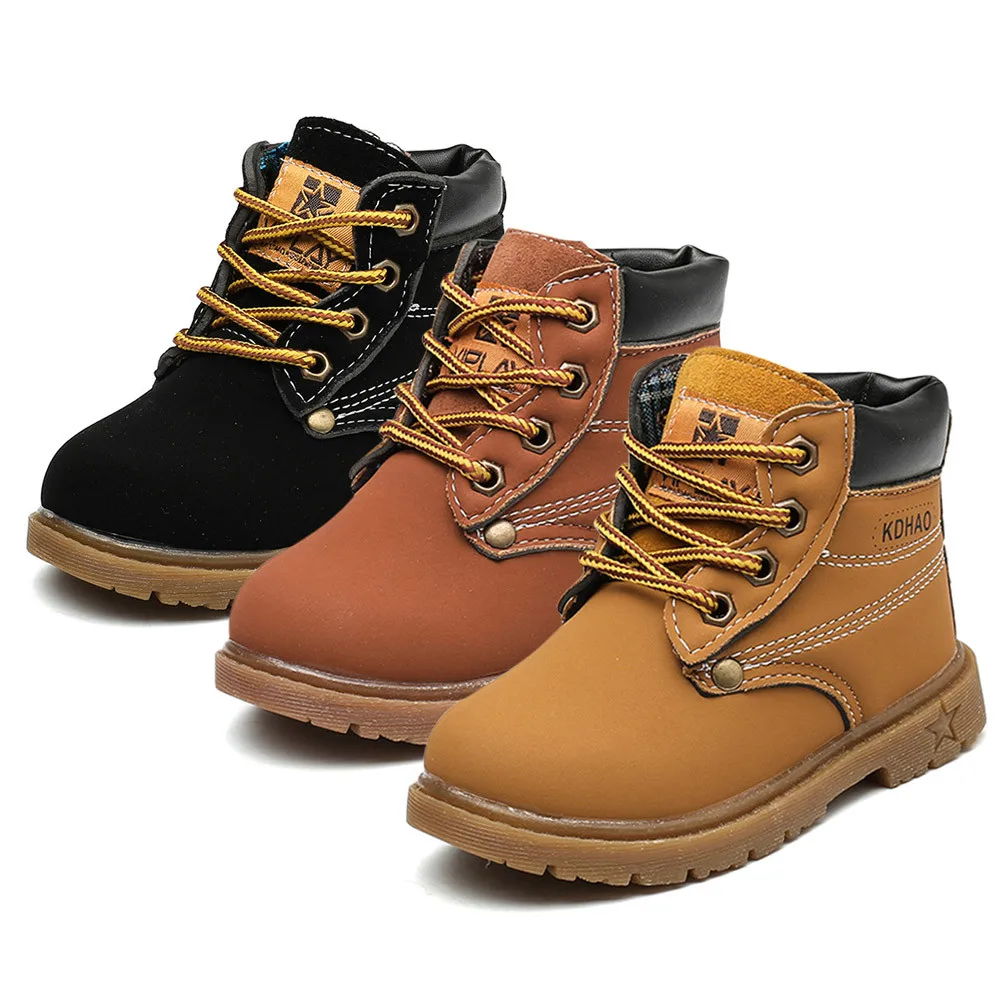 Сапоги для маленьких девочек и мальчиков сезон осень-зима Новинка теплые ботинки