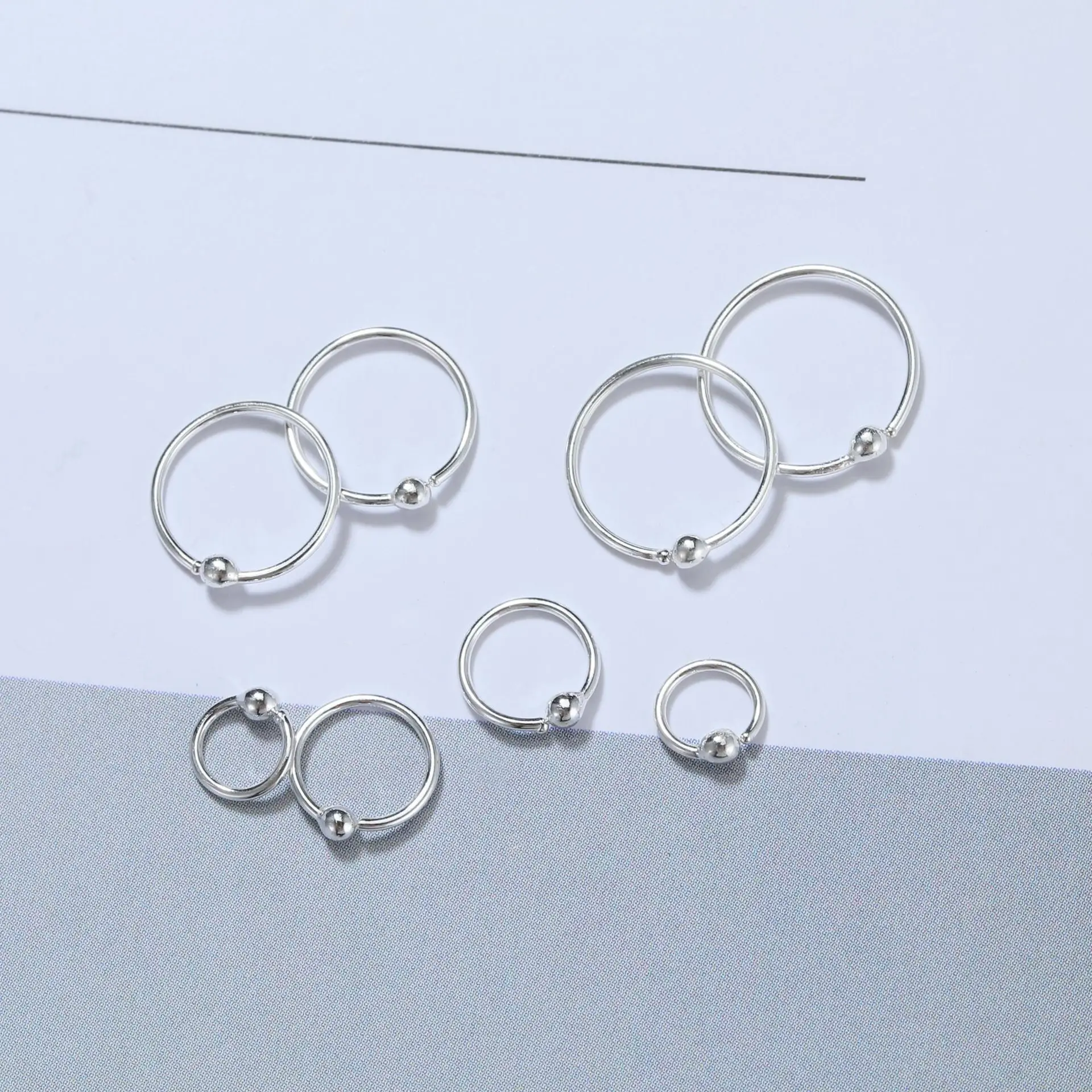 

925 Sterling Silver Fixed Ball Bead Small Hoop Earrings For Women Men Round Circle Earrings Hoops Ear Rings Ear Bone Buckle Hoo