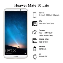 Huawei Mate 10 Lite smartphone 4GB 64GB Kirin 659 13340 mAh Mobile Phones