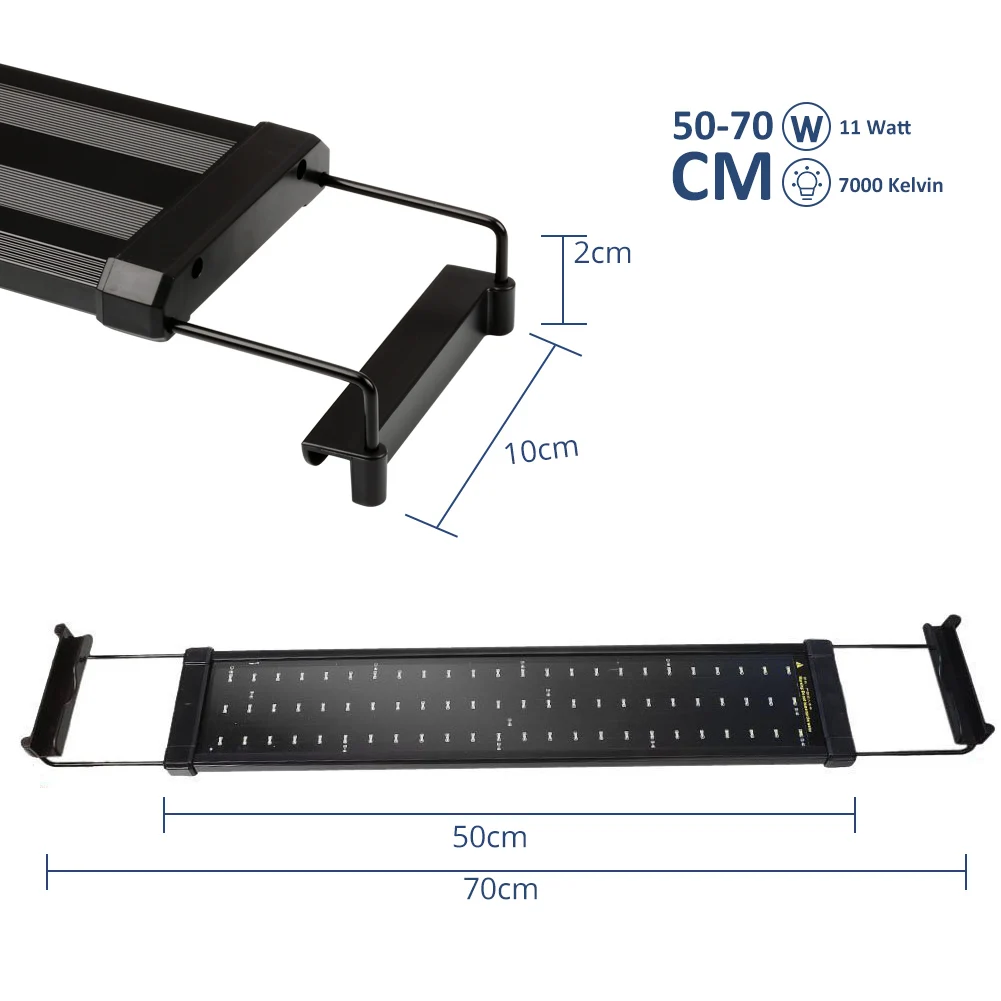 

NICREW Aquarium LED Lighting Fish Tank Light Lamp with Extendable Clip on Lamp Brackets 90 White &18 Blue LEDs 30/50/70/100120cm