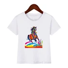 Детская летняя футболка с принтом лошади, собаки, кота, Льва, волка, слона, жирафа, медведя