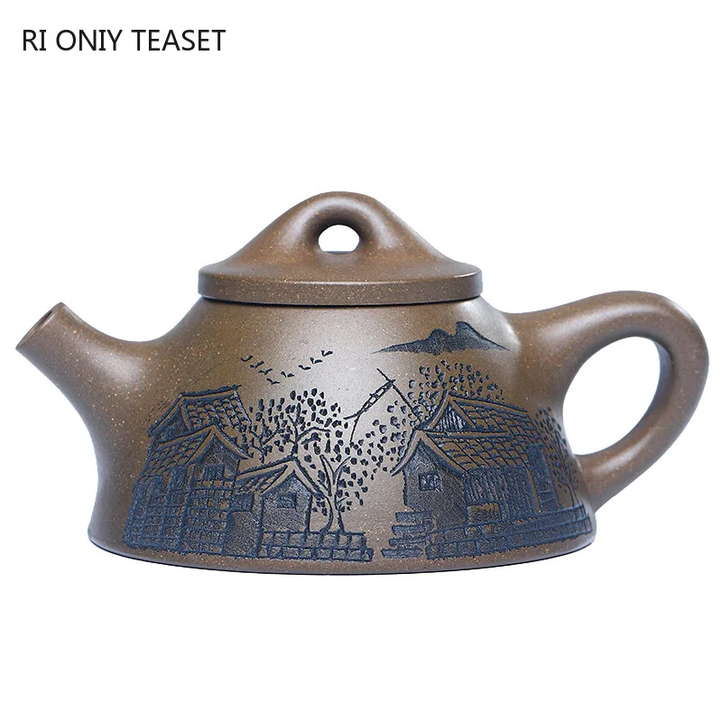 

170ml Chinese Yixing Purple Clay Teapots Raw Ore Section Mud Stone Scoop Tea Pot Home Filter Beauty Kettle Customized Teaware