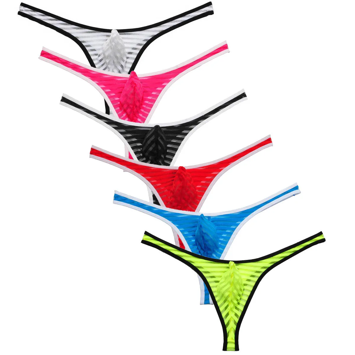 Стринги мужские сетчатые в полоску бикини с Т образной задней частью бандаж