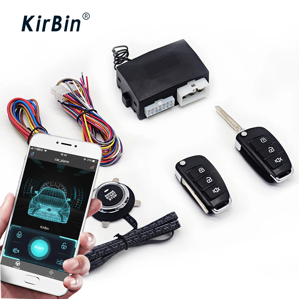 

KirBin 12V Ignition System Car Alarm Start Stop Button Security Protection Central Locking Car Bluetooth Module Car Central Lock