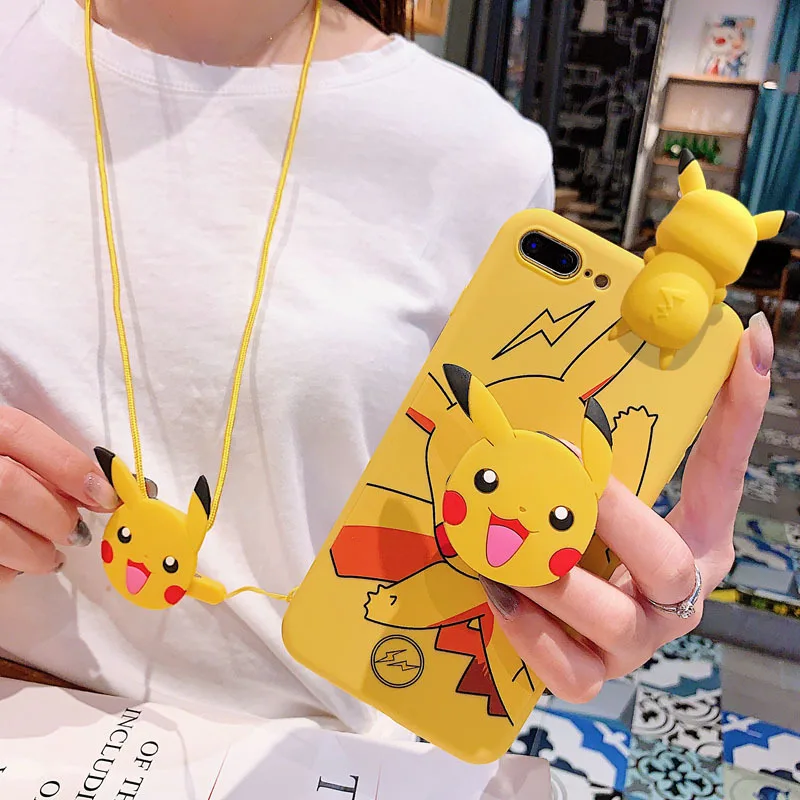 Милый чехол для Iphone 7 8 X Xs Max 11 12 Promax Mini Cartoon Anime защитный с изображением покемона