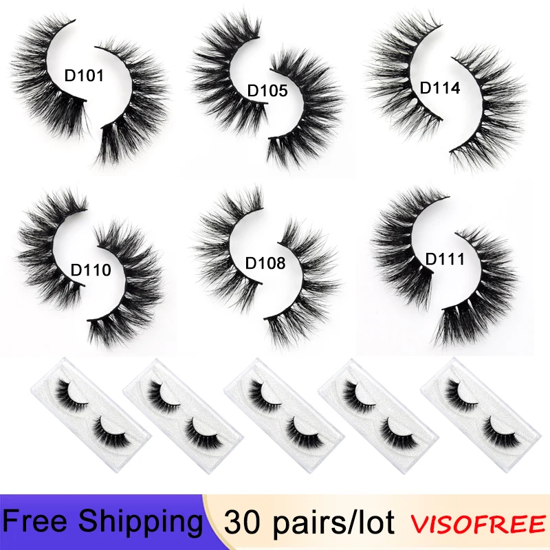 Visofree 30 Pairs 3D Mink Lashes 100% Cruelty-free Mink eyelashes Hand Make Eyelashes Make Up Lash Thick Volume Long Eyelashes