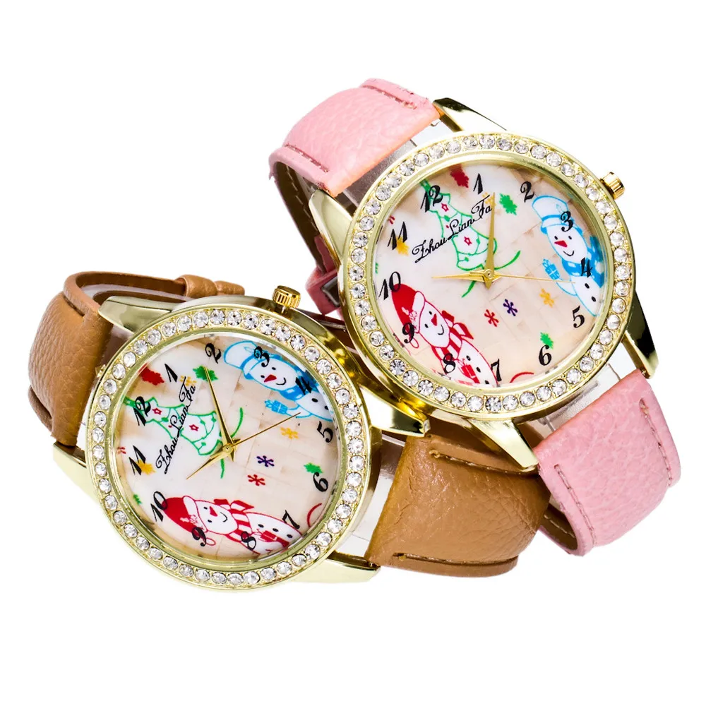 

Clock Relogio Feminino Christmas Women Watches Leather Band New Fashion Santa Casual Watch Quartz Wristwatch Zegarek Damski 30*