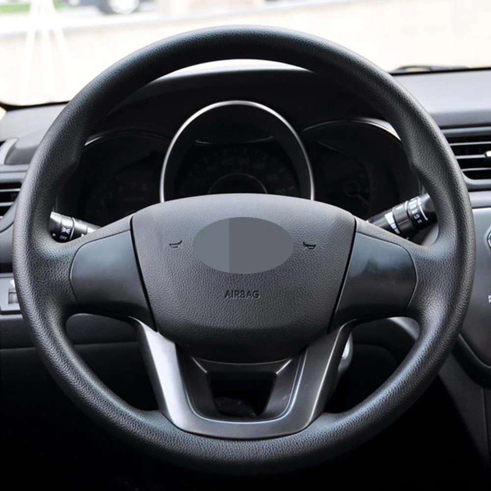 Чехол рулевого колеса автомобиля сшитая вручную черная натуральная кожа для Kia K2