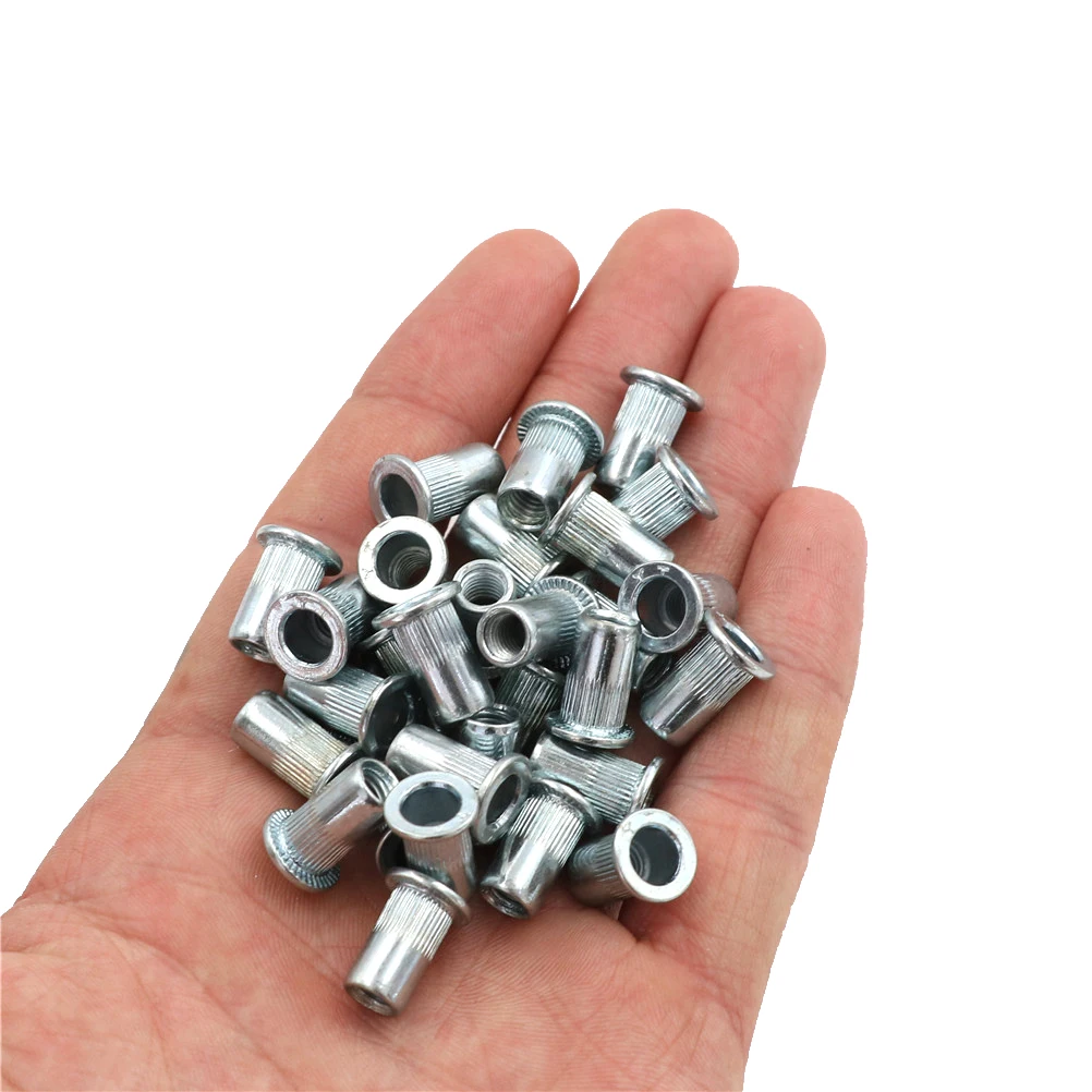 

30pcs M5 Thread 304 Stainless Steel Rivet Nut Insert Nutsert Knurled Nuts Cap Rivnut Threaded Flat Head Rivet Insert Nutsert