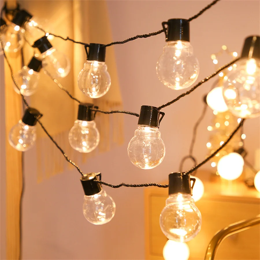 

10/20/38 LED Festoon Globe Fairy String Light Outdoor Christmas Garland Fairy Light For Wedding Garden Party Decor