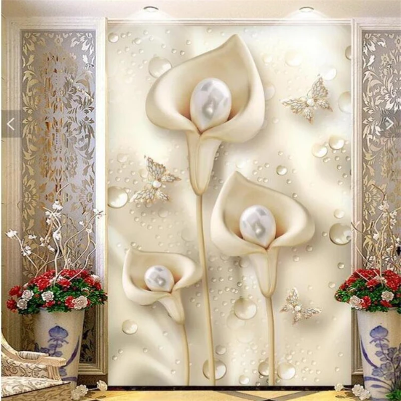 Индивидуальные обои 3d современный минималистский тисненый Калла крыльцо Лилия