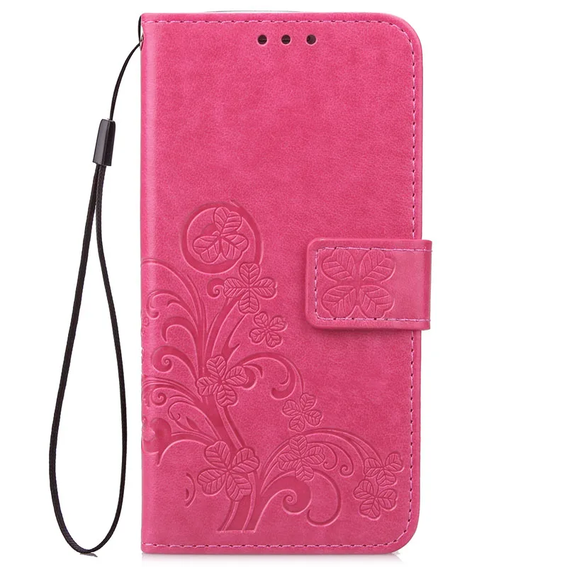 Leather Flip Phone Case For Samsung Galaxy S3 S4 S5 Mini S6 S7 Edge S8 S9 Plus Note 2 3 4 5 8 3D Clover Embossed Cover Capa | Мобильные