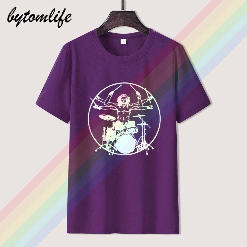 Да Винчи футболка с ударными рок-барабанщик Hombre Of Vitruvio Jugador Band футболки топы