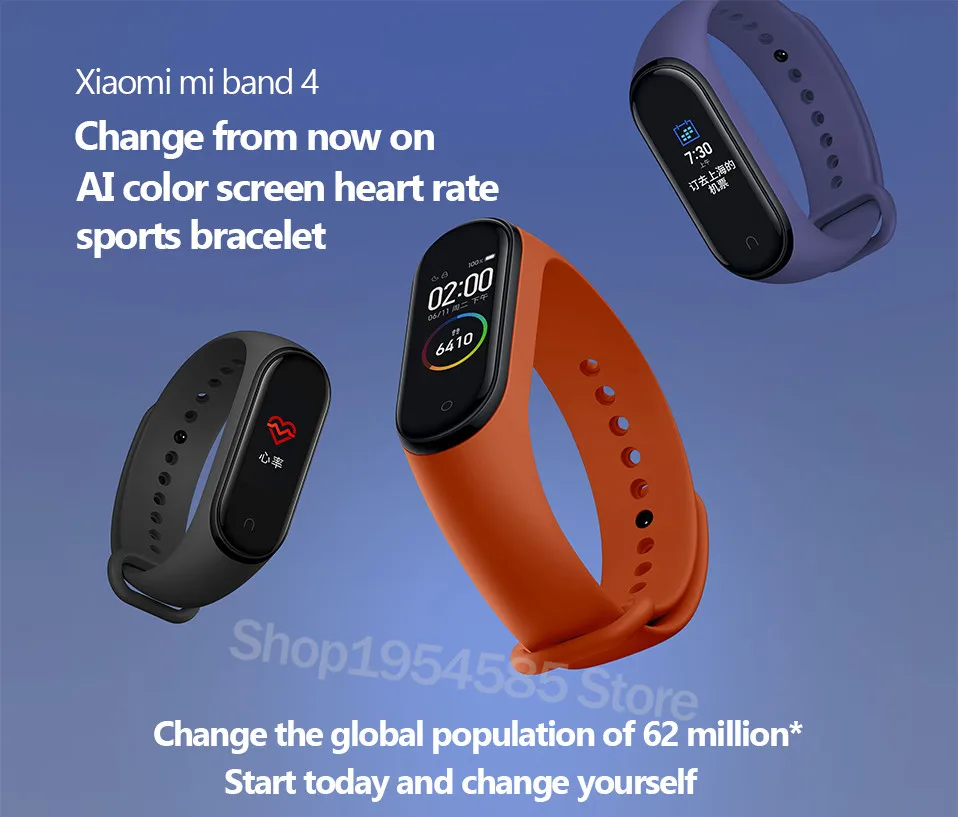 Новинка, Xiaomi mi-браслет 4 с цветным смарт-экраном, браслет для фитнеса, сердечного ритма, 135 мА/ч, Bluetooth, 5,0, 50 м, для плавания, mi ng, водонепроницаемый