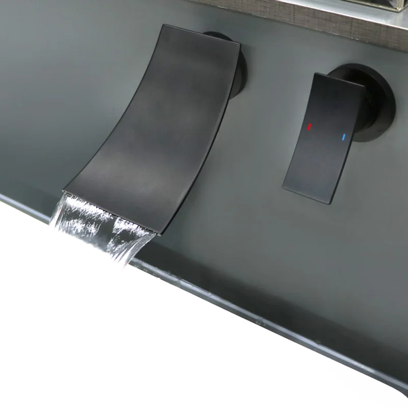 

Waterfall Concealed Faucet Wall Mounted Matte Black Hot And Cold Wall Taps Luxury Wash Basin Waterfall Bath Faucet Bathroom Tap