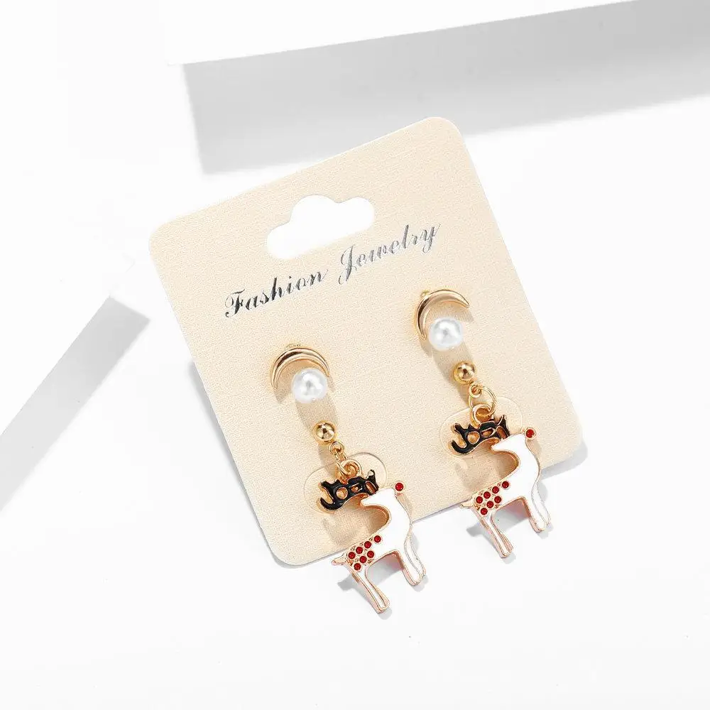 3 пар/компл. Серьги с жемчугом в форме полумесяца Форма новогодние серьги