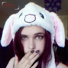 Шапка с кроликом, милая мультяшная игрушечная шапка с движущимися ушками, милая забавная шапка, подарок на день рождения, плюшевая шапка с кроликом, зимняя шапка для детей, взрослых, девушек