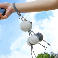 exquisite and optimal pu leather hidden buckle plush ball key chain ladies bags hanging ornaments car accessories