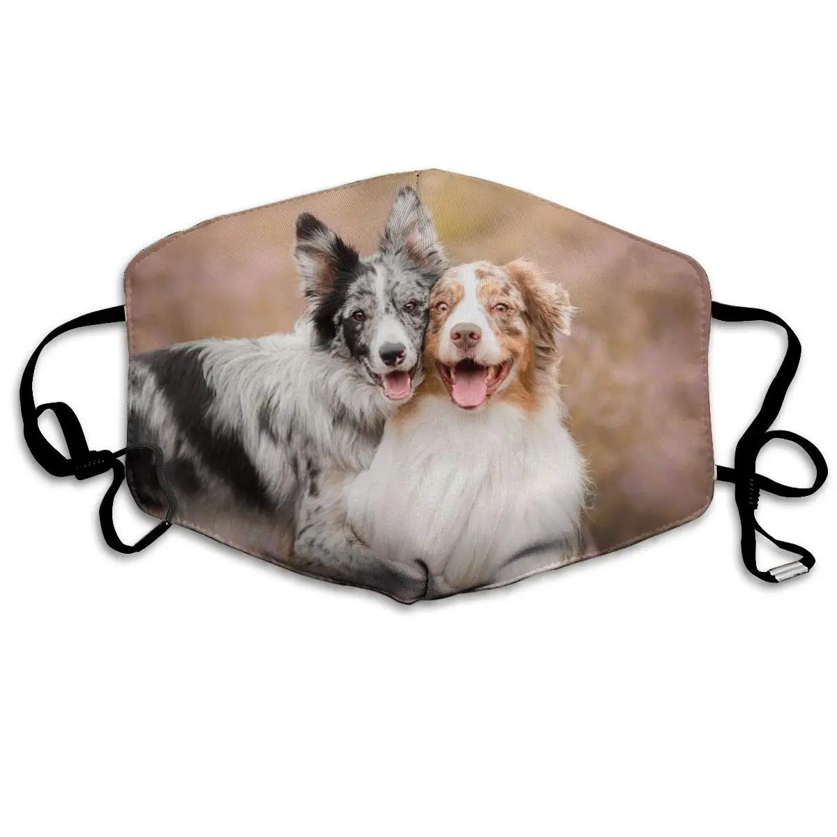 

Two Australian Shepherd Border Collie Washable Reusable Mask, Cotton Anti Dust Half Face Mouth Mask For Kids Teens Men Women