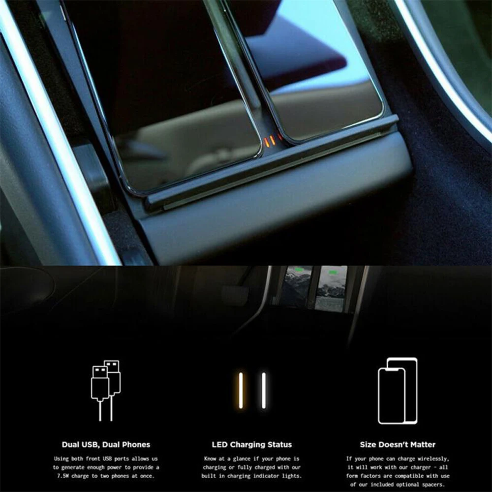 1PCs Wireless Phone Charger Dual Phones Charging Anti-skid Car Mount Auto Qi Pad For All Android Devices | Мобильные телефоны и