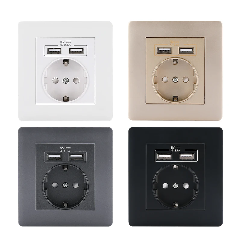 Евророзетка Утопленная два USB 86 видов