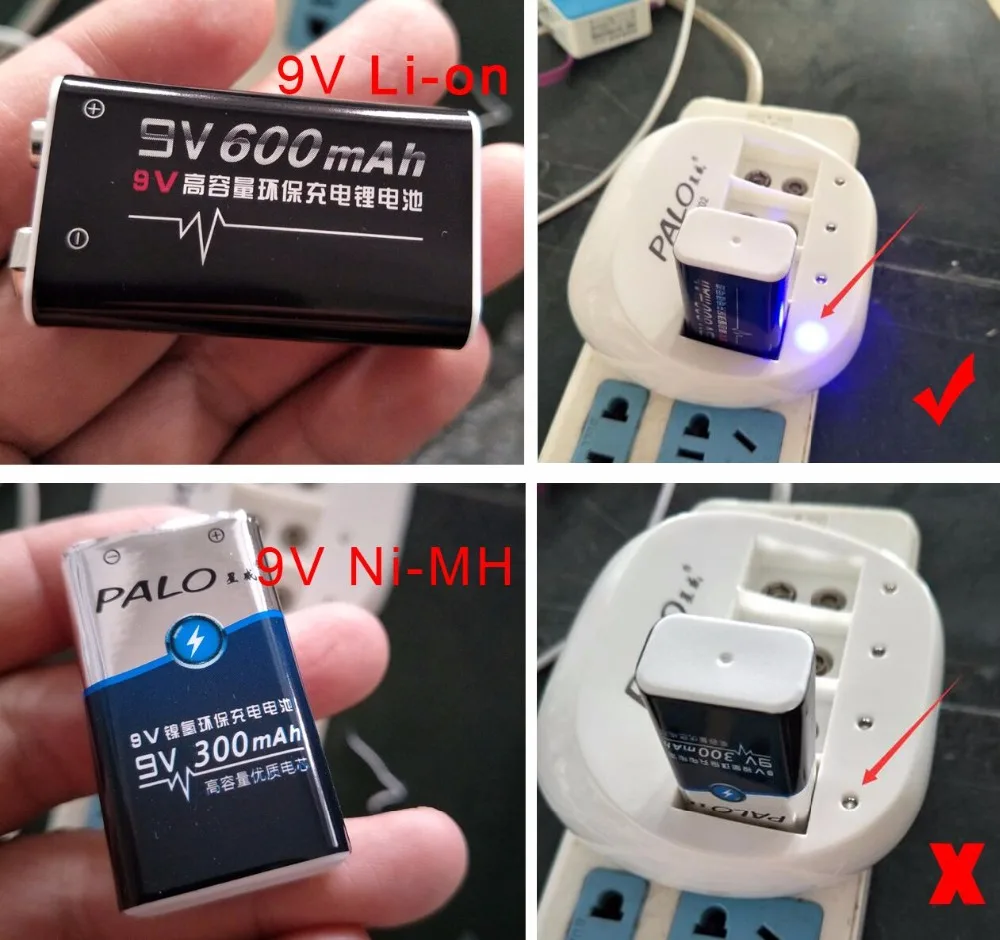 Palo супер быстрый Мощность 4 слота 9V Батарея Зарядное устройство для детей в возрасте от 9v 6f22 литий-ионная аккумуляторная батарея светодиодный дисплей умная зарядка