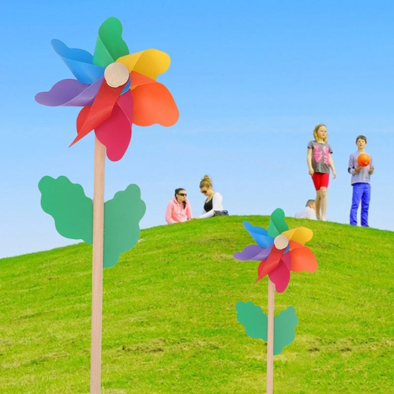Wood Windmill Wind Spinner Pinwheels Home Garden Yard Decoration Kids Toys New |
