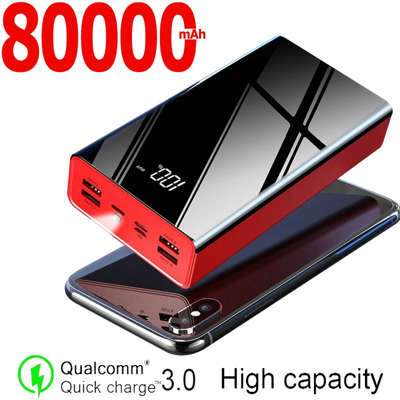 Внешний аккумулятор с 4usb портами и цифровым дисплеем 80000 мАч|Внешние