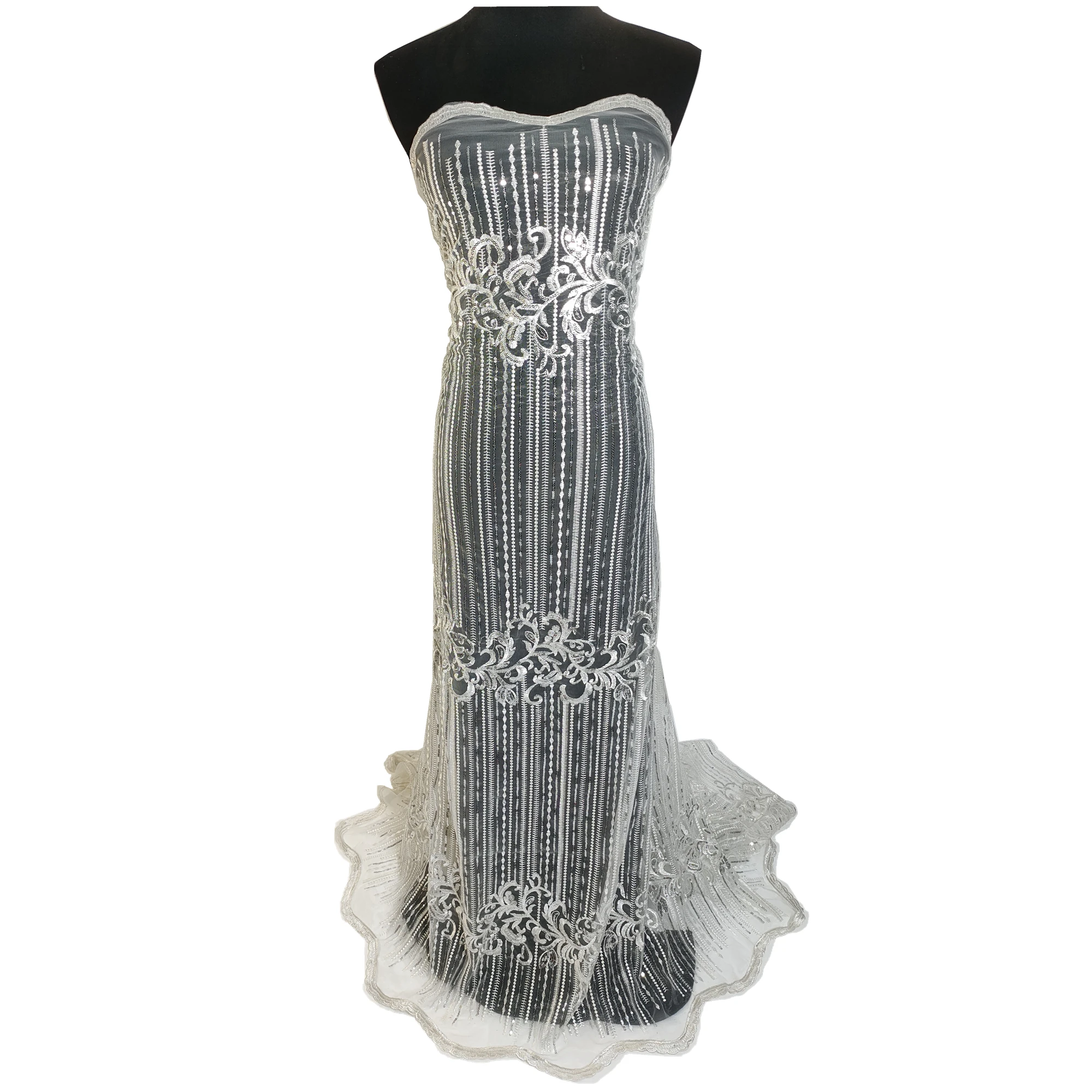 Высокое качество Африканский тюль кружева ткани с блестками доступная