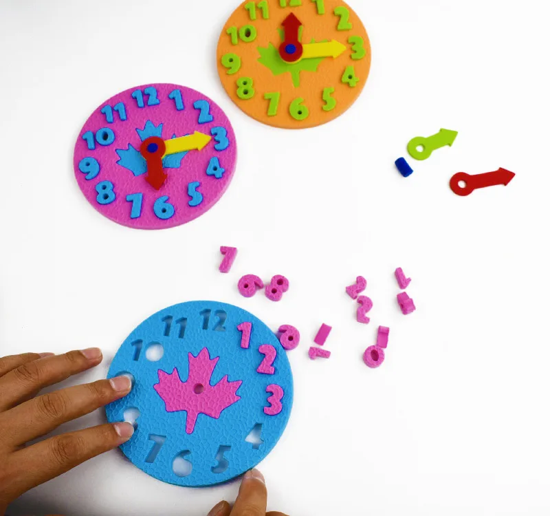 1 Piece Kids DIY Eva Clock Learning Education Toys Fun Jigsaw Puzzle Game for Children 3-6 Years Old