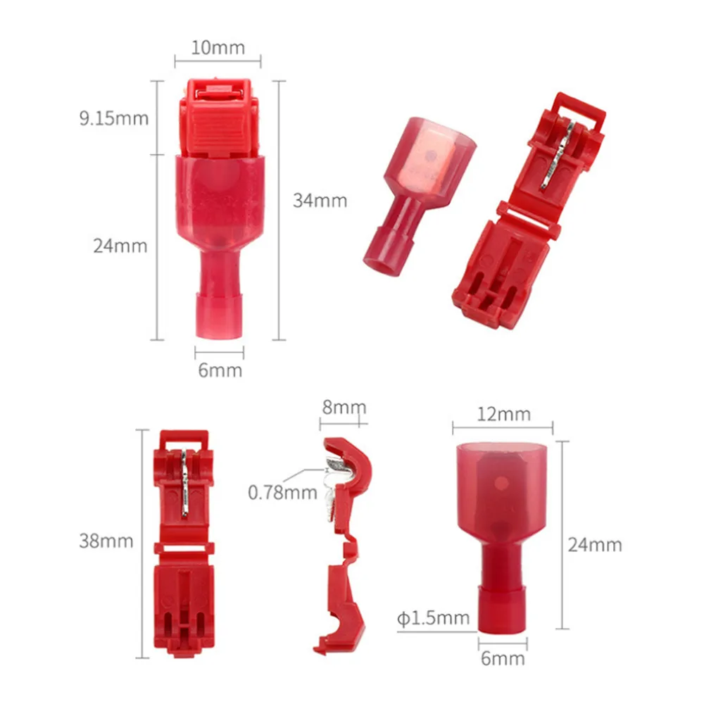 100 шт. красные кабельные разъемы обжимные клеммы с шотландским замком быстрое